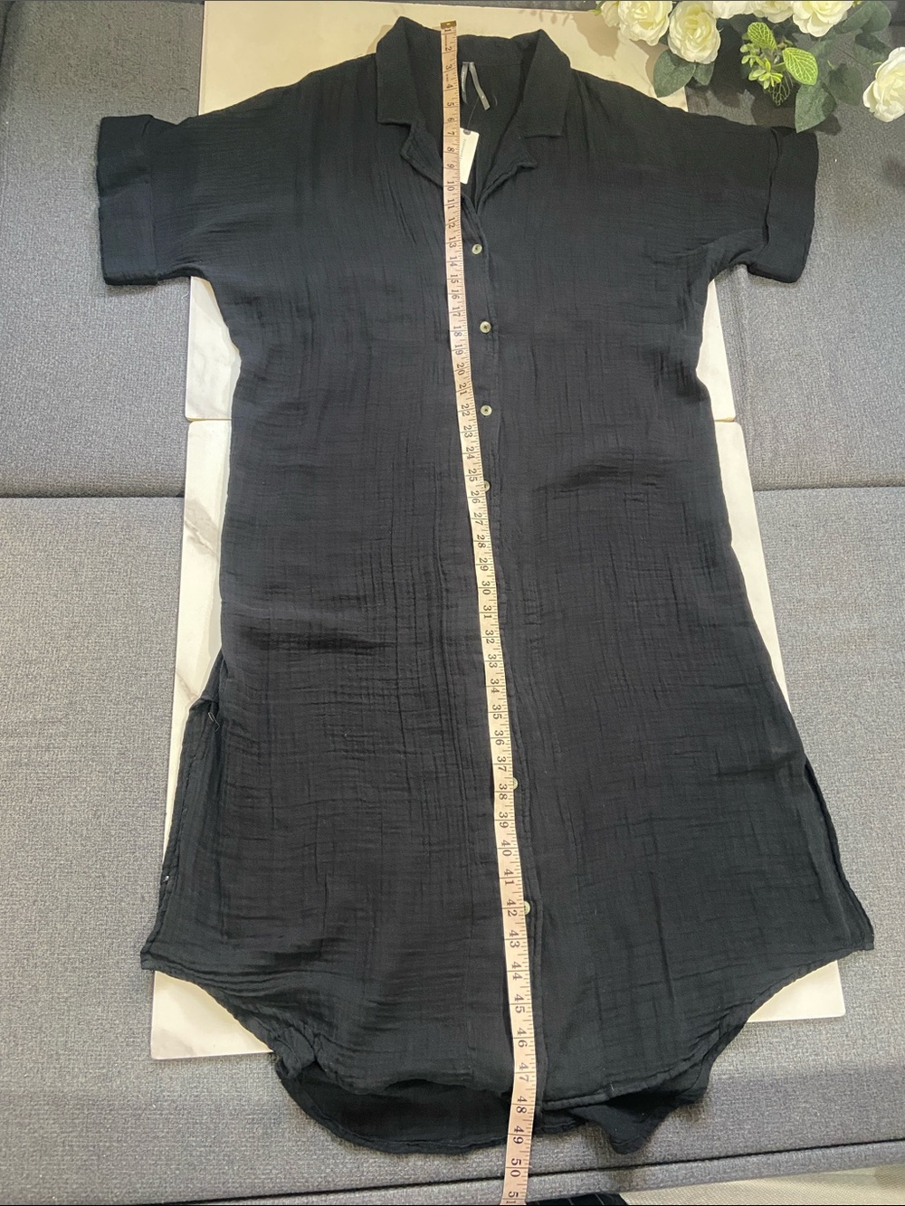 Anthropologie Lucia Sheer Midi Dress  Black Button-Front Shirt Dress Size XL - Picture 9 of 16